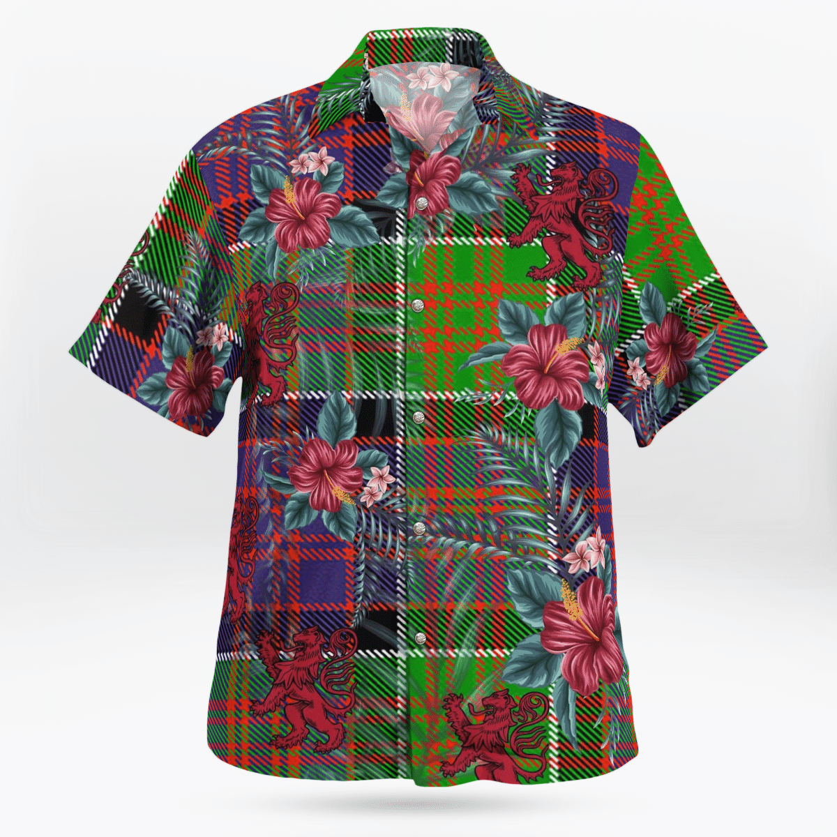 Clan MacDonald of Clanranald Tartan Scottish Lion Hawaiian Shirt QJ76 MacDonald of Clanranald Tartan Tartan Hawaii Shirt   