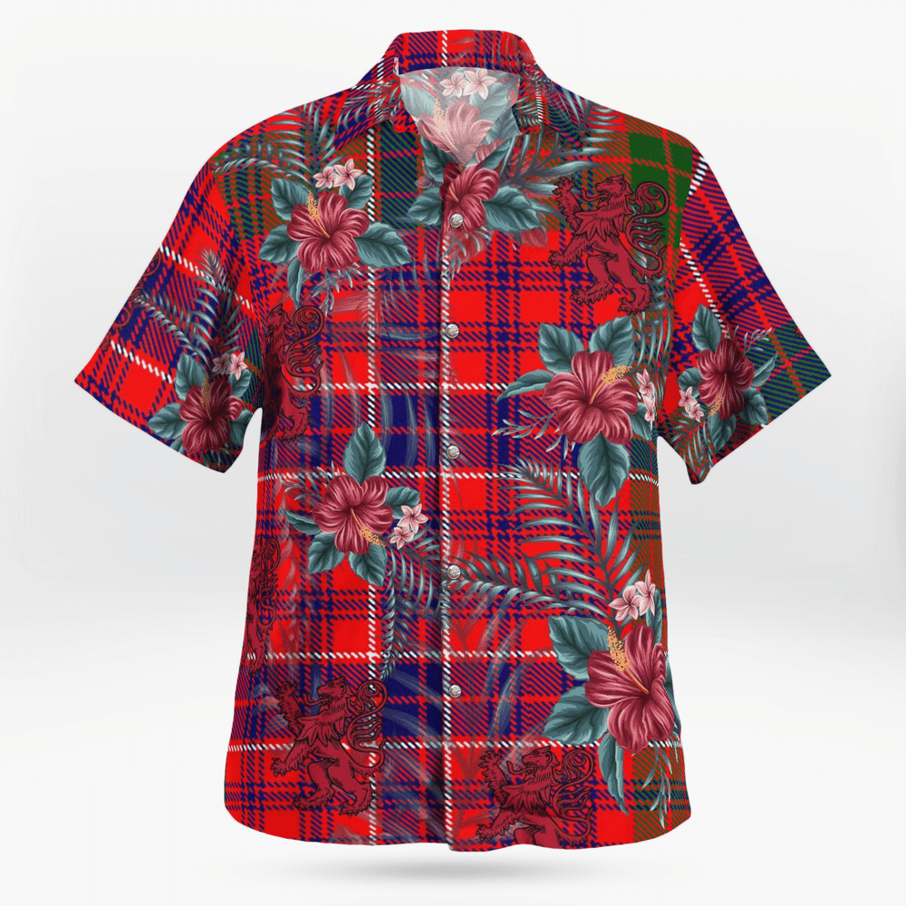 Clan MacRae Modern Tartan Scottish Lion Hawaiian Shirt MN98 MacRae Modern Tartan Tartan Hawaii Shirt   