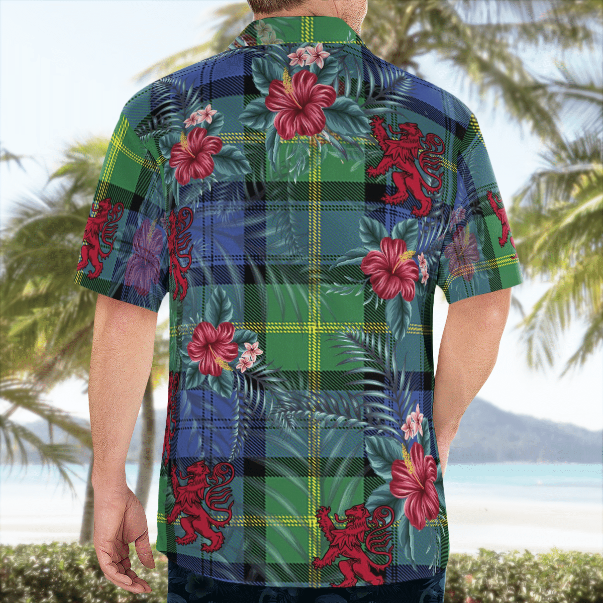 Clan Gordon Old Ancient Tartan Scottish Lion Hawaiian Shirt CU83 Gordon Old Ancient Tartan Tartan Hawaii Shirt   