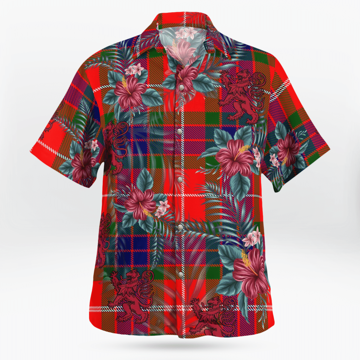 Clan Fraser Modern Tartan Scottish Lion Hawaiian Shirt MY99 Fraser Modern Tartan Tartan Hawaii Shirt   