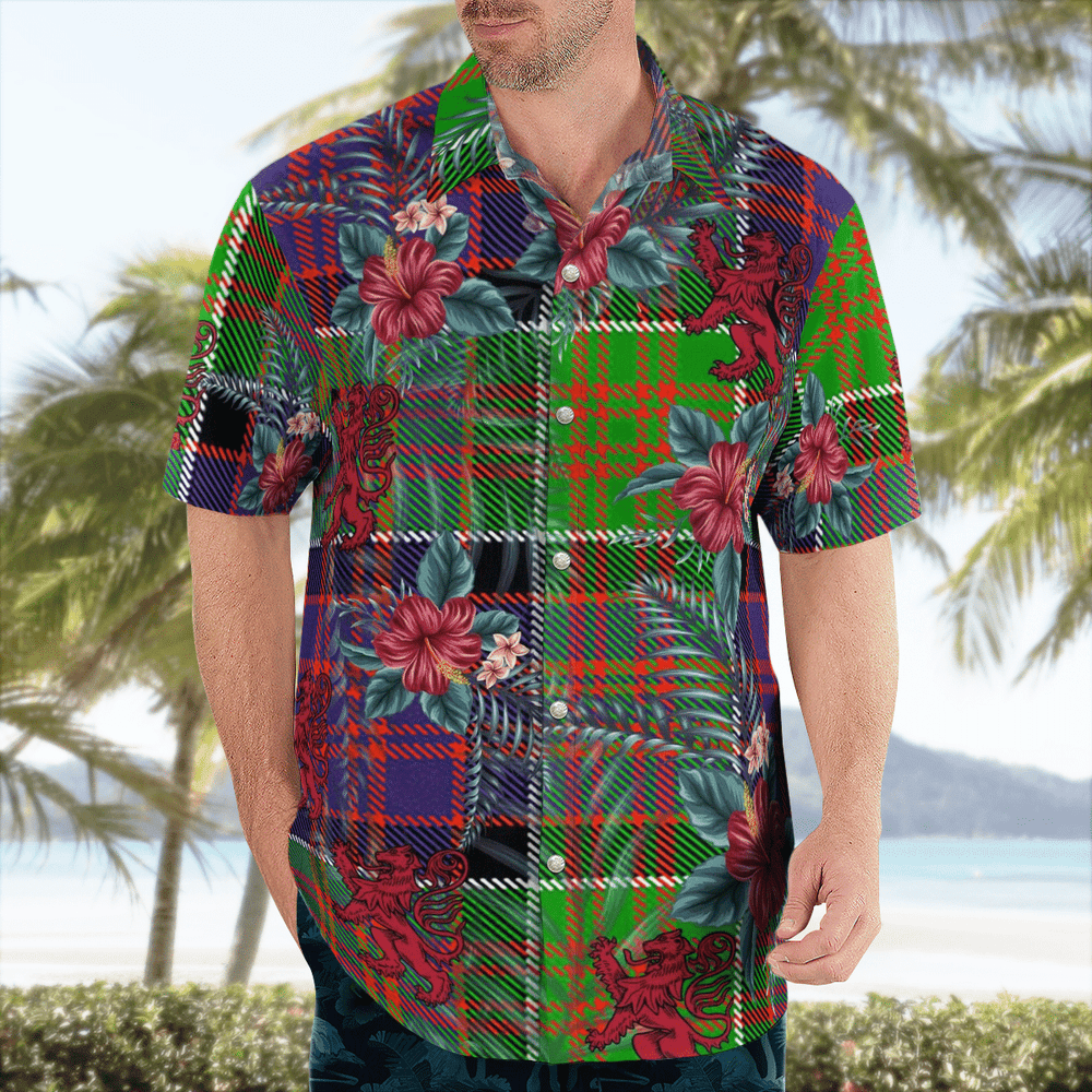Clan MacDonald of Clanranald Tartan Scottish Lion Hawaiian Shirt QJ76 MacDonald of Clanranald Tartan Tartan Hawaii Shirt   