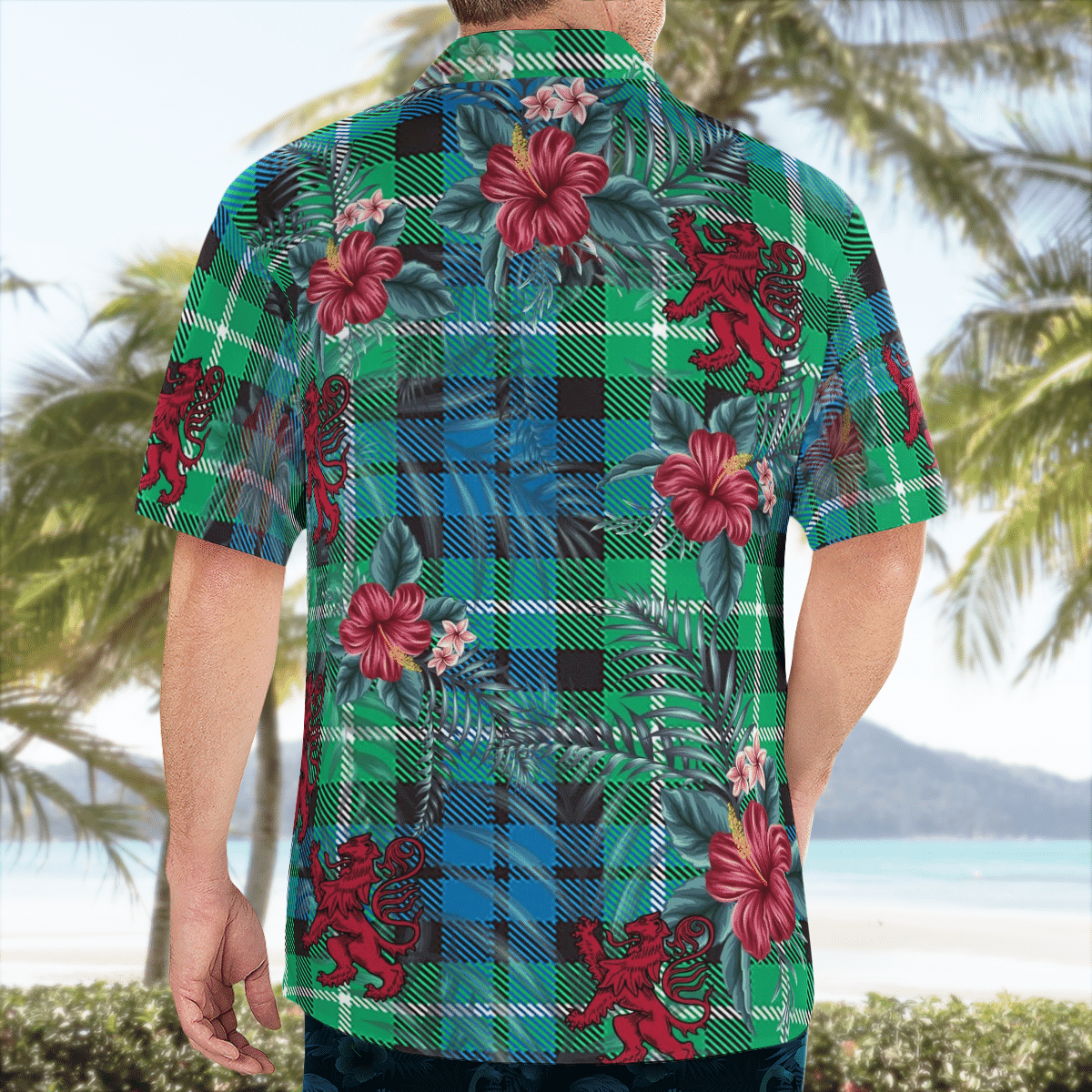 Clan Graham of Montrose Ancient Tartan Scottish Lion Hawaiian Shirt JO84 Graham of Montrose Ancient Tartan Tartan Hawaii Shirt   