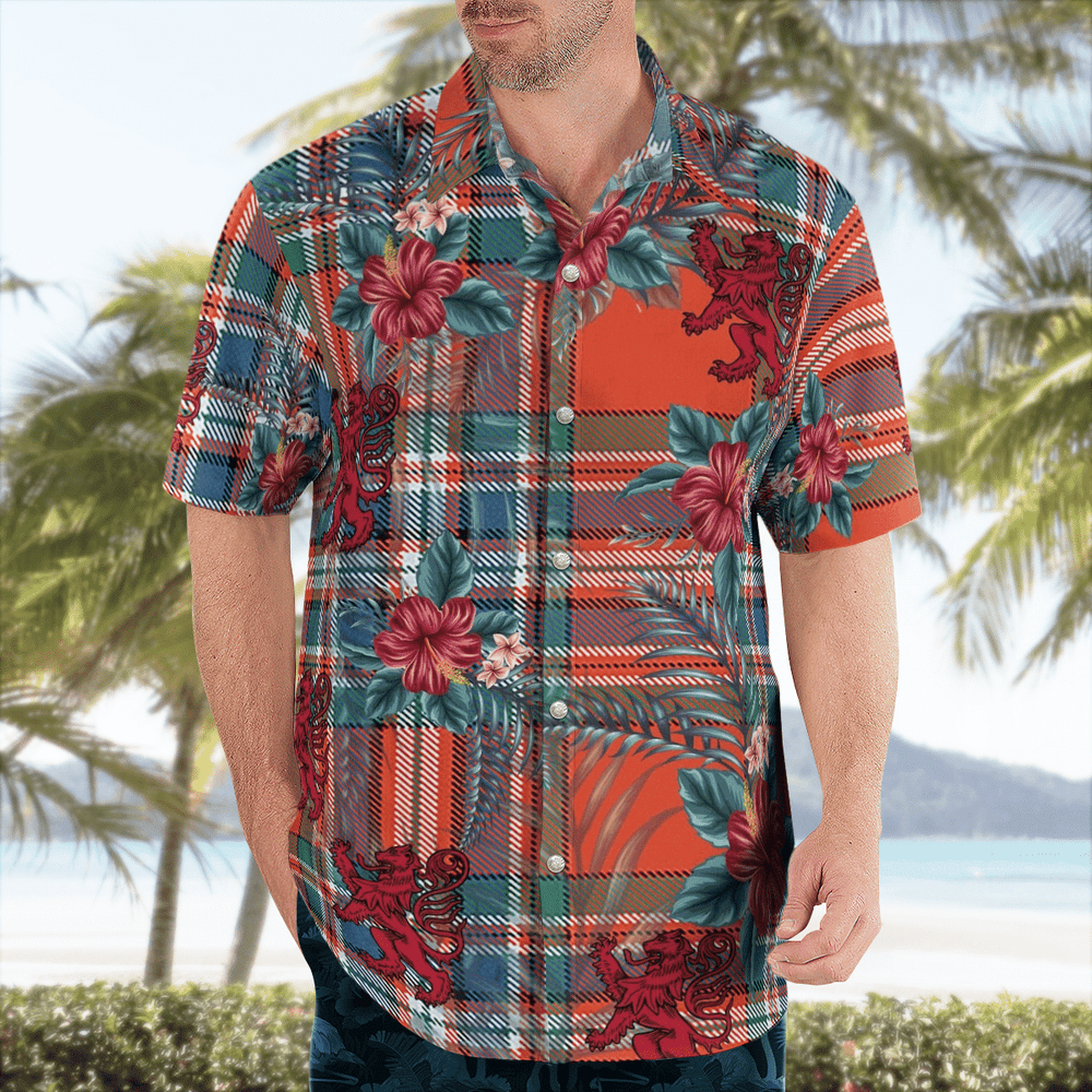 Clan MacFarlane Ancient Tartan Scottish Lion Hawaiian Shirt QF64 MacFarlane Ancient Tartan Tartan Hawaii Shirt   