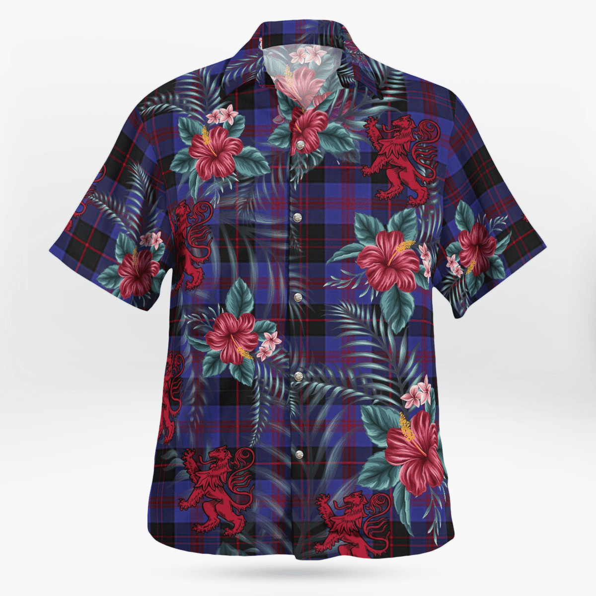 Clan Garden Tartan Scottish Lion Hawaiian Shirt EZ28 Garden Tartan (Clan Garden) Tartan Hawaii Shirt   