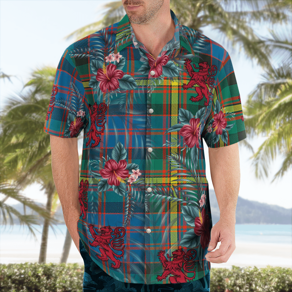 Clan MacSporran Ancient Tartan Scottish Lion Hawaiian Shirt TS60 MacSporran Ancient Tartan Tartan Hawaii Shirt   
