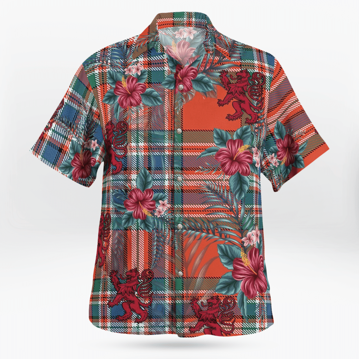 Clan MacFarlane Ancient Tartan Scottish Lion Hawaiian Shirt QF64 MacFarlane Ancient Tartan Tartan Hawaii Shirt   