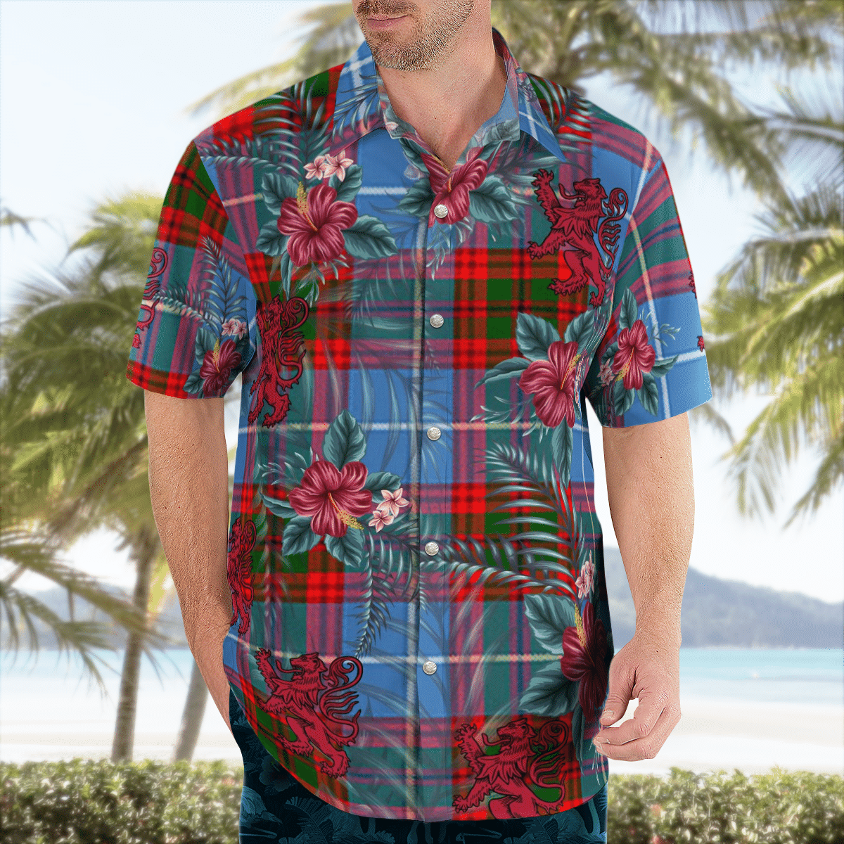 Clan Preston (Edinburgh) Tartan Scottish Lion Hawaiian Shirt FG54 Preston (Edinburgh) Tartan Tartan Hawaii Shirt   