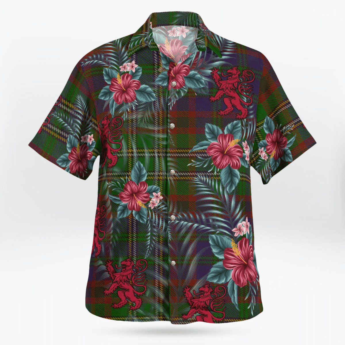 Clan Cunningham Hunting Modern Tartan Scottish Lion Hawaiian Shirt XM80 Cunningham Hunting Modern Tartan Tartan Hawaii Shirt   
