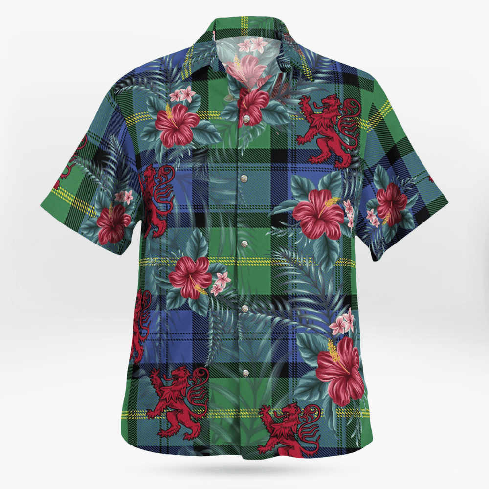 Clan Gordon Old Ancient Tartan Scottish Lion Hawaiian Shirt CU83 Gordon Old Ancient Tartan Tartan Hawaii Shirt   