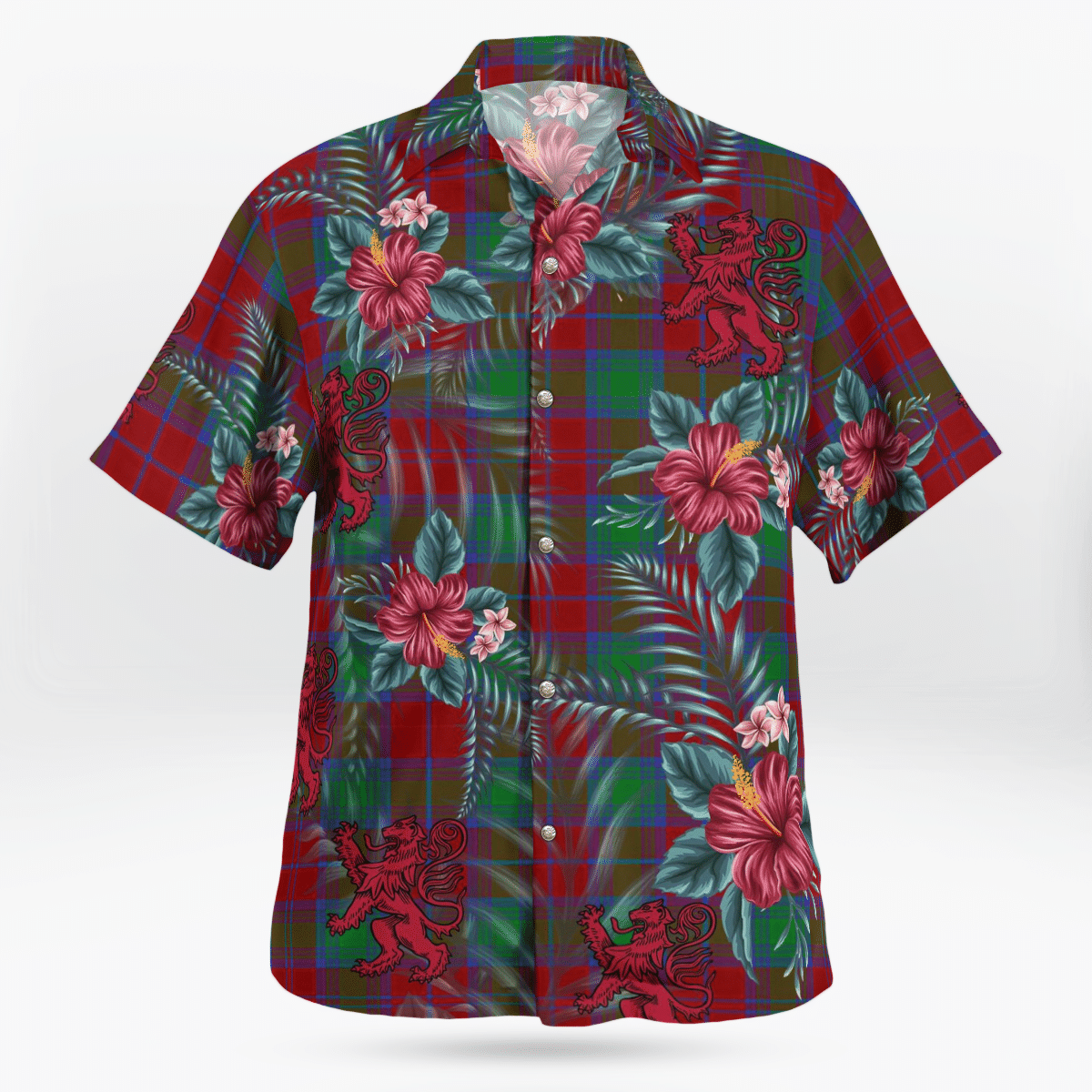 Clan Fotheringham Tartan Scottish Lion Hawaiian Shirt MK23 Fotheringham Tartan Tartan Hawaii Shirt   