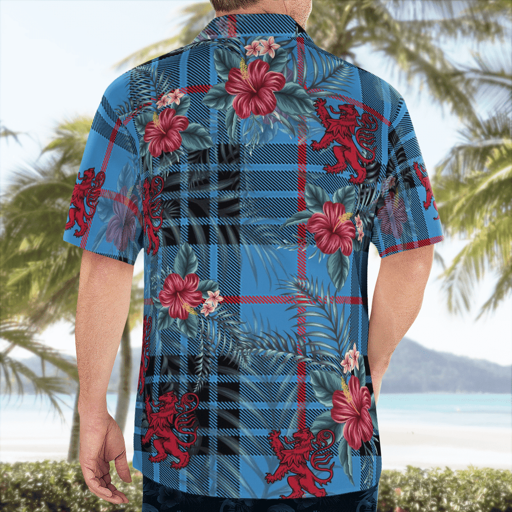 Clan MacKay Blue Tartan Scottish Lion Hawaiian Shirt IA41 MacKay Blue Tartan Tartan Hawaii Shirt   
