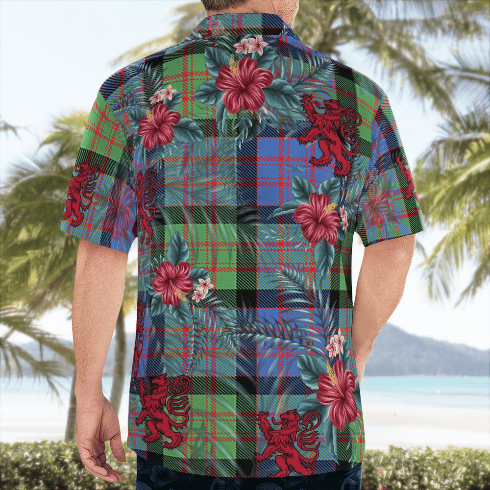 Clan MacDonald Ancient Tartan Scottish Lion Hawaiian Shirt HP88 MacDonald Ancient Tartan Tartan Hawaii Shirt   