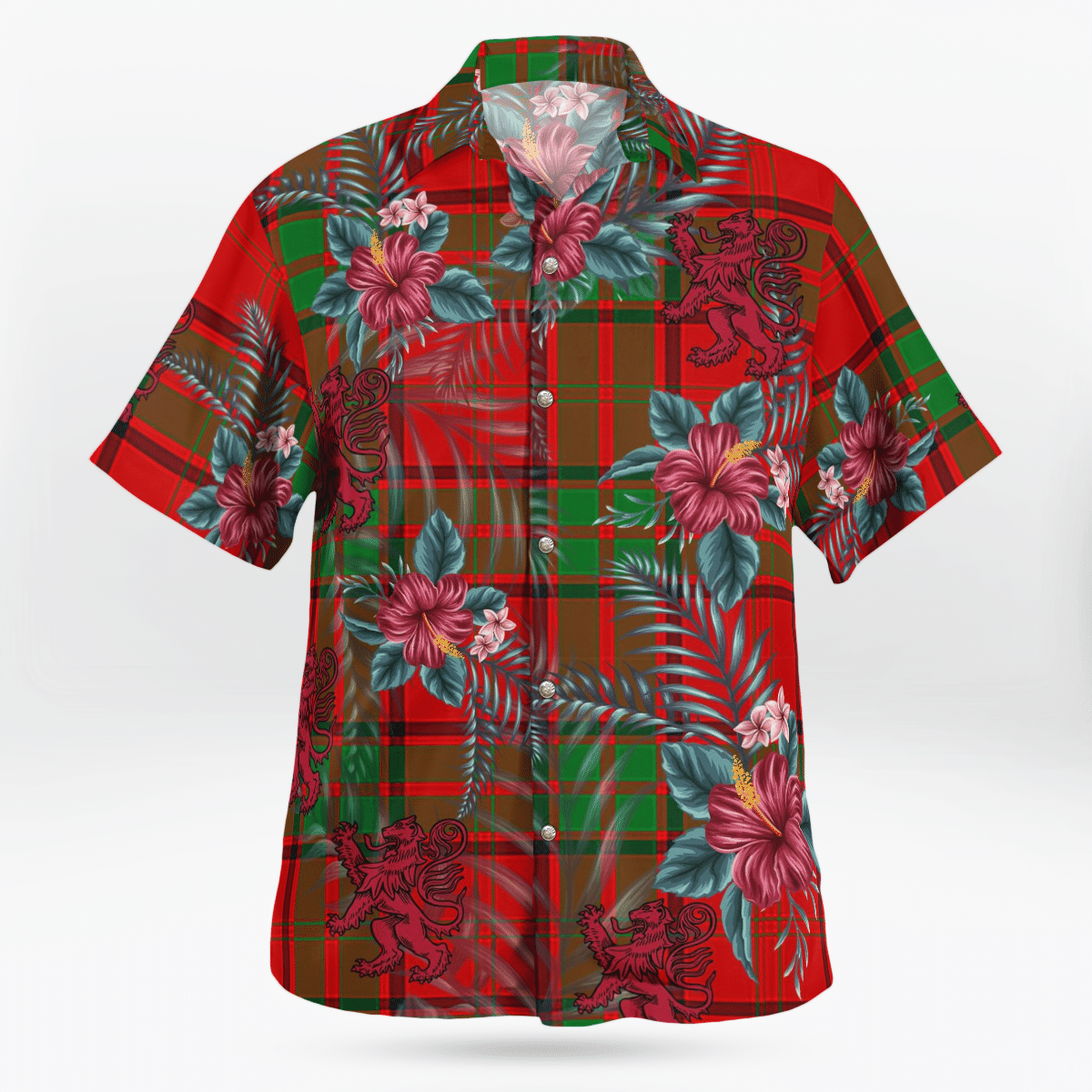Clan Maxwell Tartan Scottish Lion Hawaiian Shirt WD80 Maxwell Tartan Tartan Hawaii Shirt   