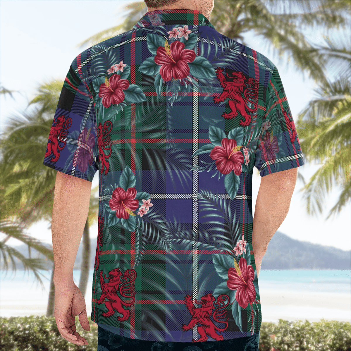 Clan MacRae Hunting Modern Tartan Scottish Lion Hawaiian Shirt KM22 MacRae Hunting Modern Tartan Tartan Hawaii Shirt   