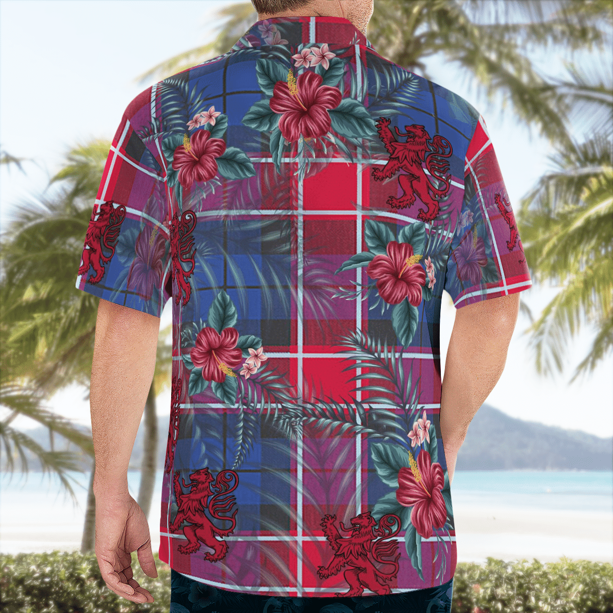 Clan Graham of Menteith Red Tartan Scottish Lion Hawaiian Shirt XW77 Graham of Menteith Red Tartan Tartan Hawaii Shirt   