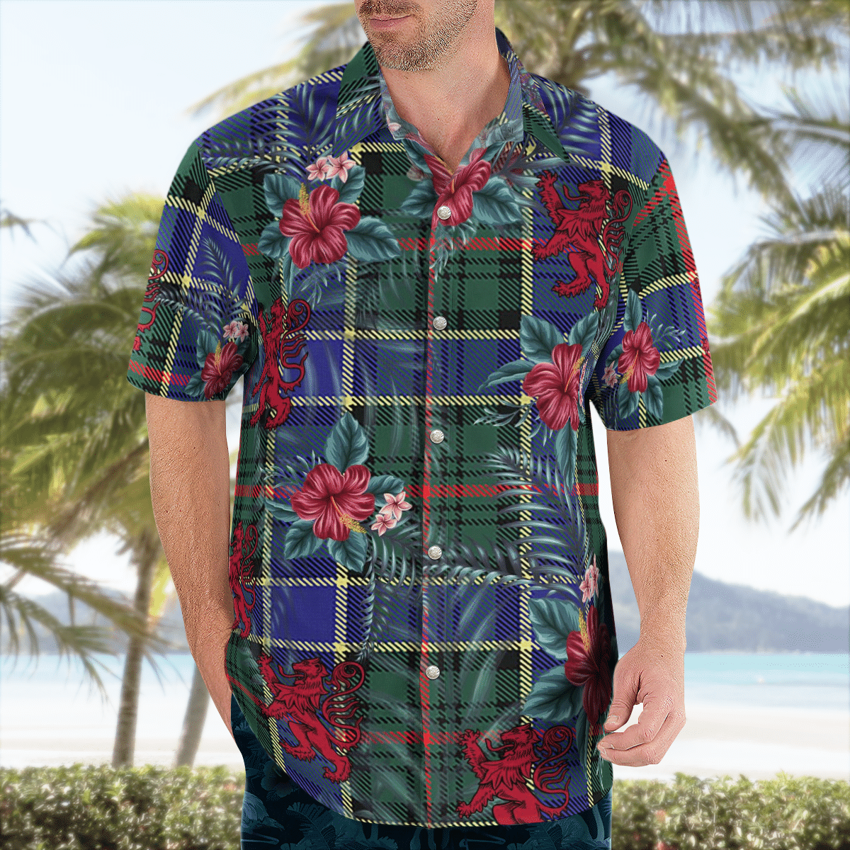 Clan Ogilvie Hunting Modern Tartan Scottish Lion Hawaiian Shirt TX57 Ogilvie Hunting Modern Tartan Tartan Hawaii Shirt   
