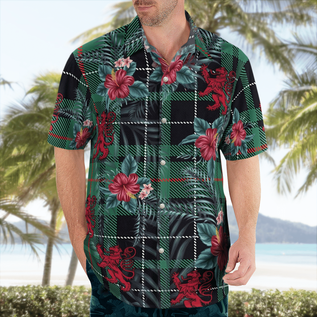 Clan MacAulay Hunting Ancient Tartan Scottish Lion Hawaiian Shirt EH62 MacAulay Hunting Ancient Tartan Tartan Hawaii Shirt   