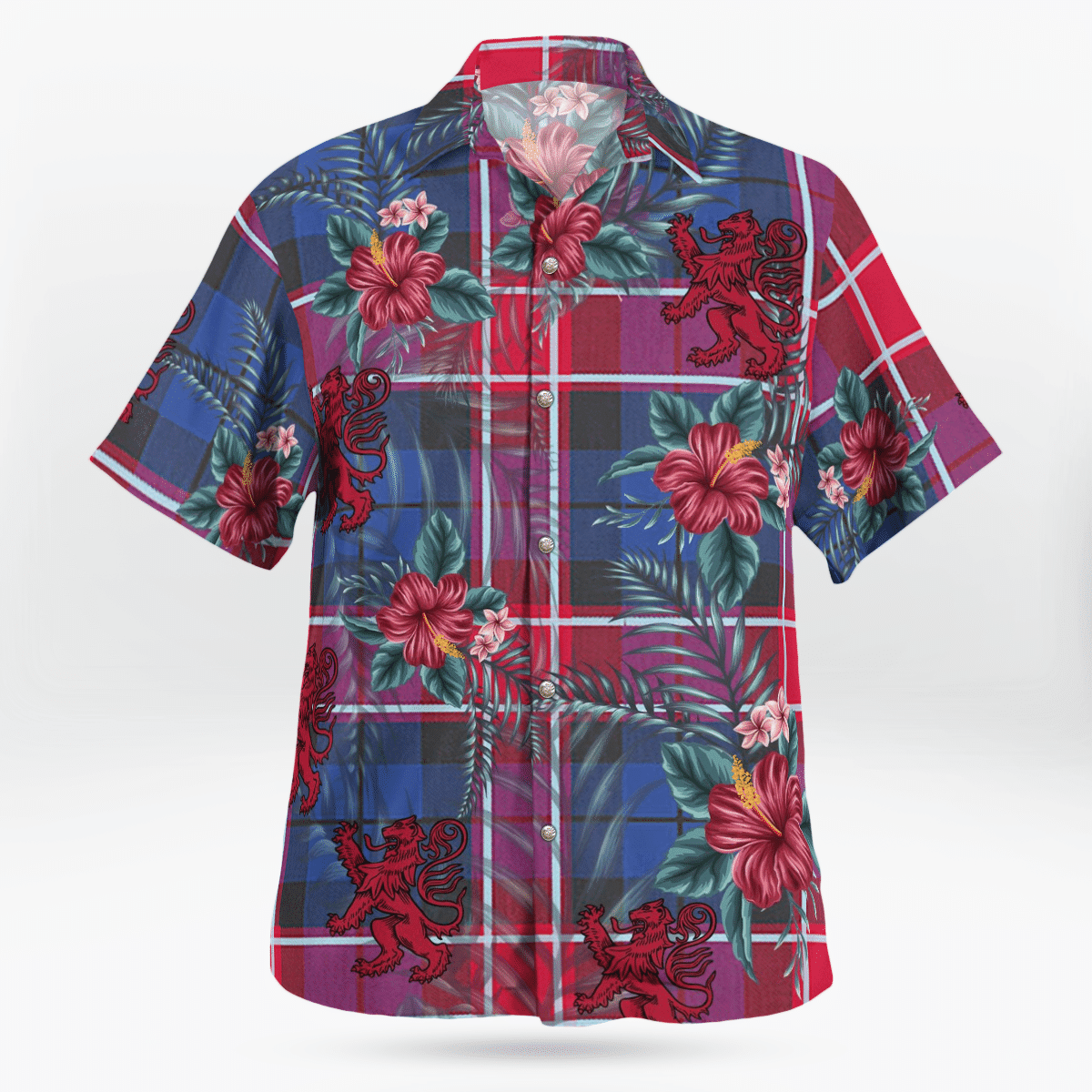 Clan Graham of Menteith Red Tartan Scottish Lion Hawaiian Shirt XW77 Graham of Menteith Red Tartan Tartan Hawaii Shirt   