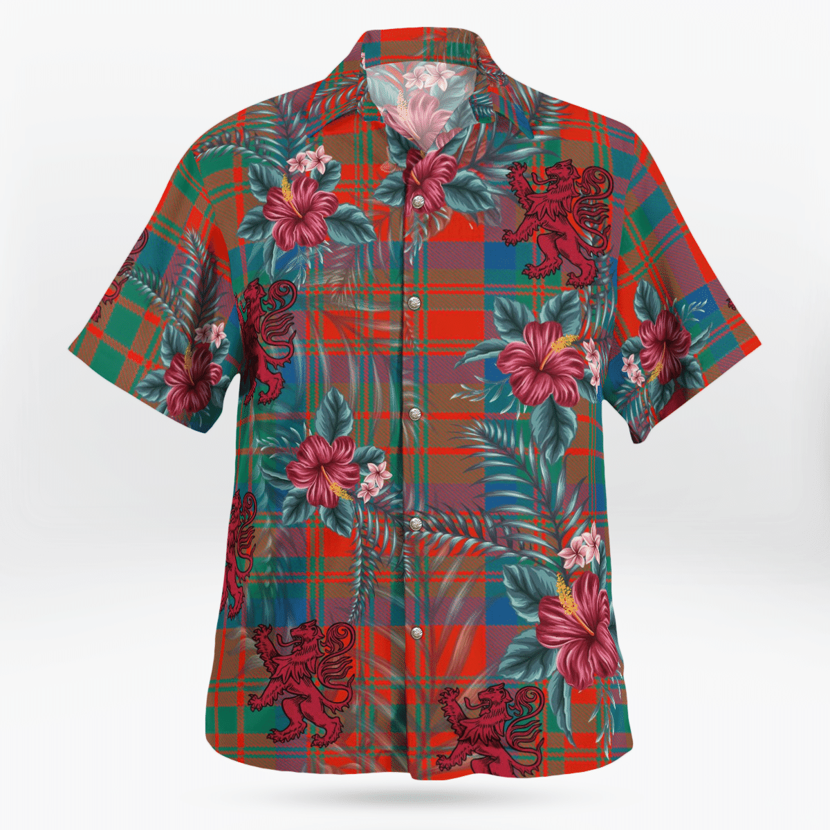 Clan Matheson Ancient Tartan Scottish Lion Hawaiian Shirt EL53 Matheson Ancient Tartan Tartan Hawaii Shirt   