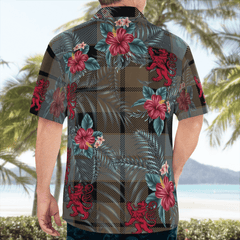 Clan MacKay Weathered Tartan Scottish Lion Hawaiian Shirt IK82 MacKay Weathered Tartan Tartan Hawaii Shirt   