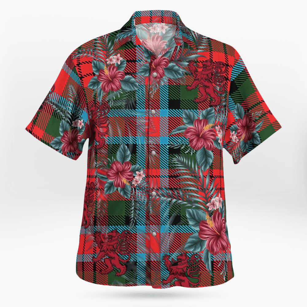 Clan MacDuff Modern Tartan Scottish Lion Hawaiian Shirt IG70 MacDuff Modern Tartan Tartan Hawaii Shirt   