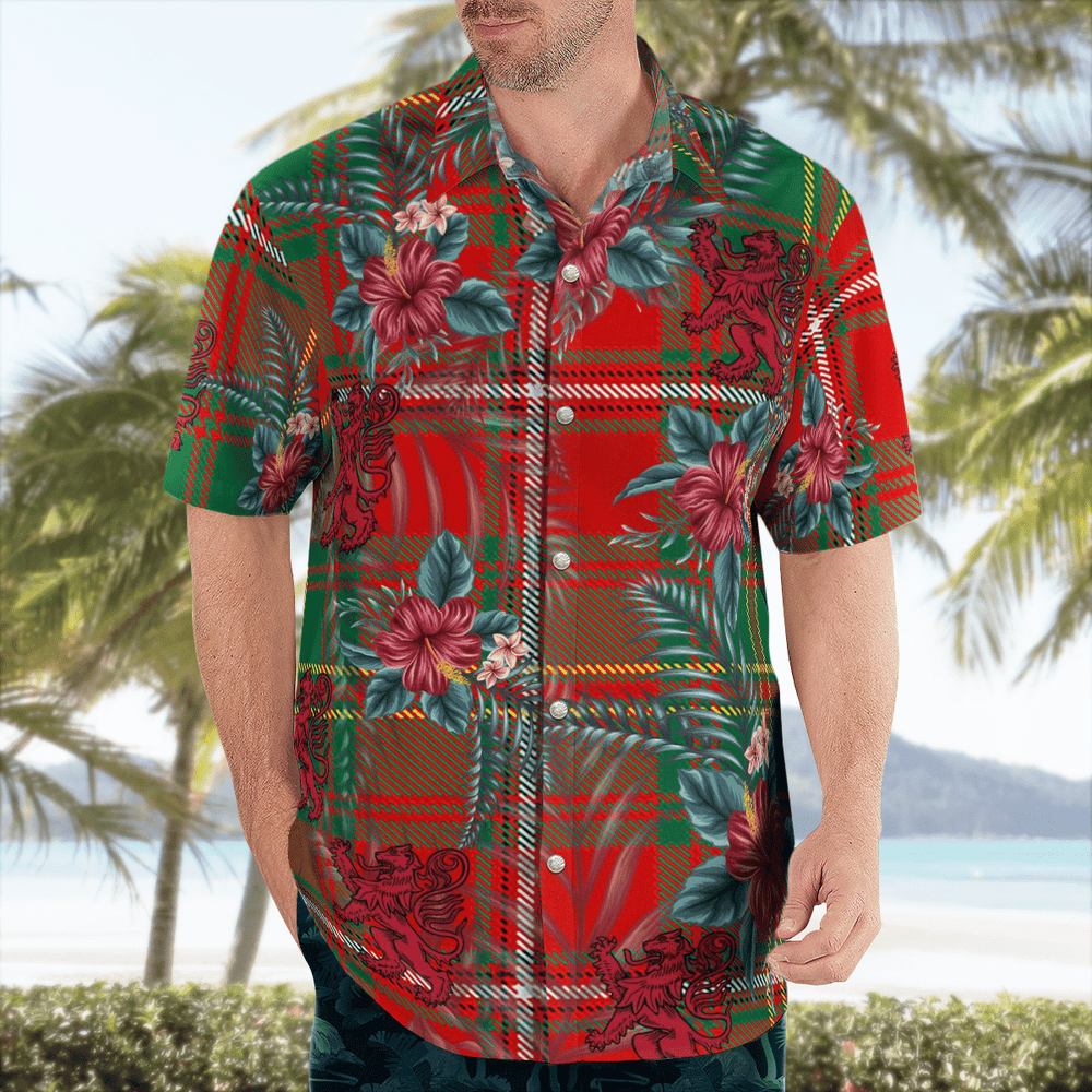 Clan Hay Ancient Tartan Scottish Lion Hawaiian Shirt ZR67 Hay Ancient Tartan Tartan Hawaii Shirt   