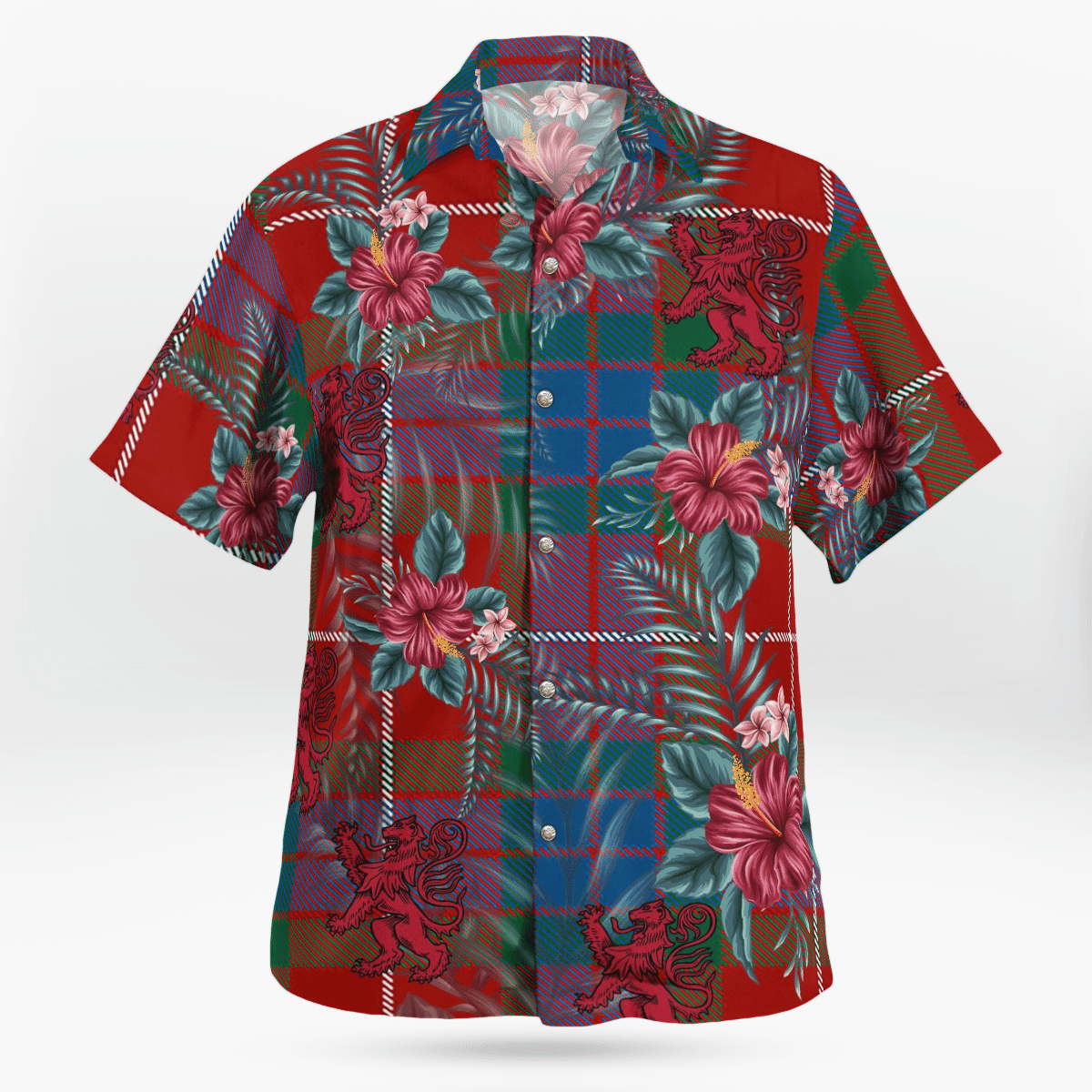Clan Fraser Ancient Tartan Scottish Lion Hawaiian Shirt UR40 Fraser Ancient Tartan Tartan Hawaii Shirt   