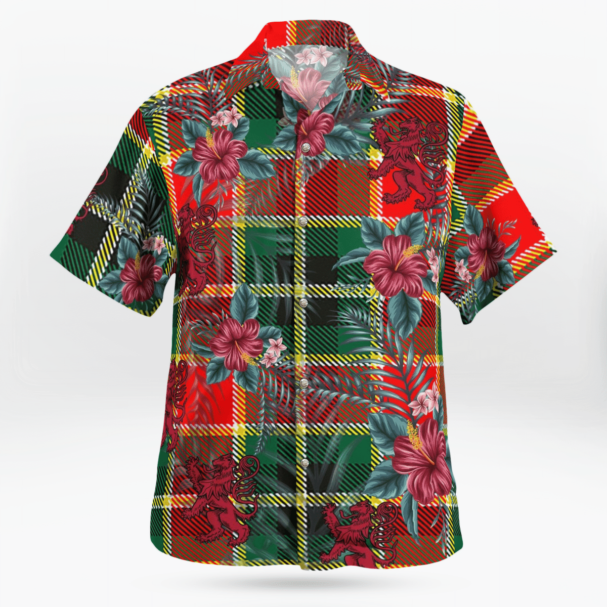 Clan MacLachlan Hunting Modern Tartan Scottish Lion Hawaiian Shirt JF65 MacLachlan Hunting Modern Tartan Tartan Hawaii Shirt   