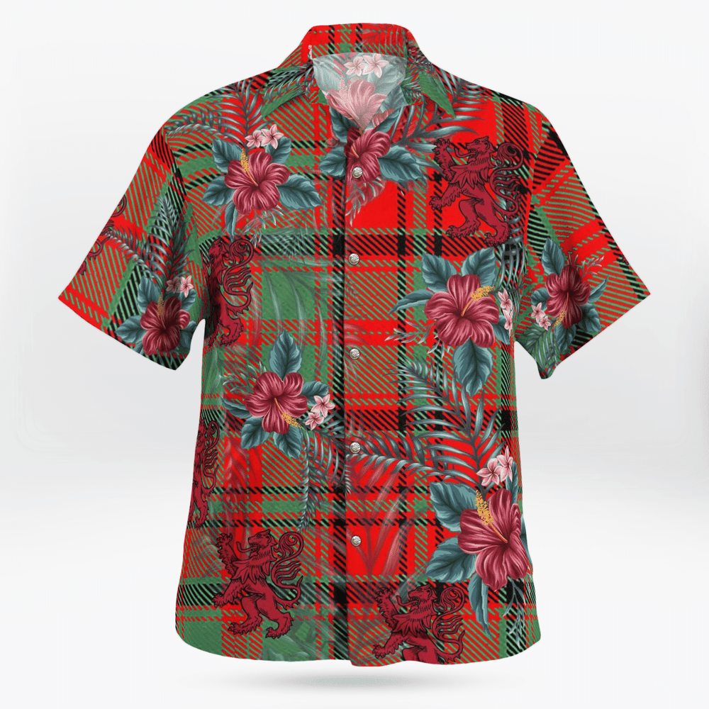 Clan Macnish Modern Tartan Scottish Lion Hawaiian Shirt KG93 Macnish Modern Tartan Tartan Hawaii Shirt   