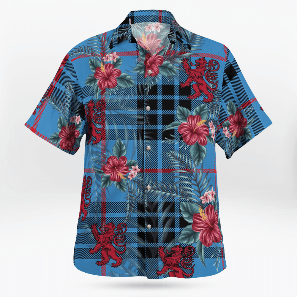 Clan MacKay Blue Tartan Scottish Lion Hawaiian Shirt IA41 MacKay Blue Tartan Tartan Hawaii Shirt   