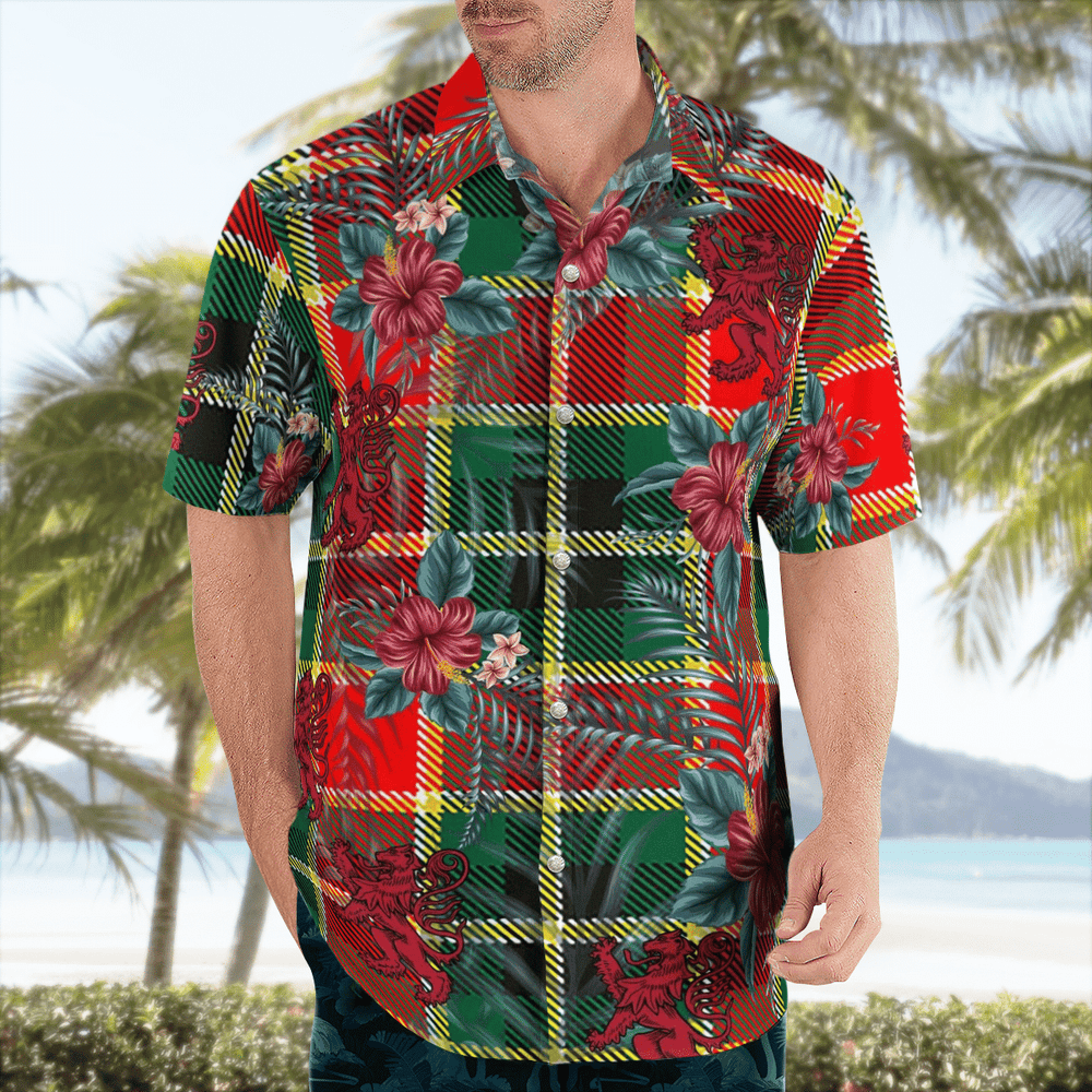 Clan MacLachlan Hunting Modern Tartan Scottish Lion Hawaiian Shirt JF65 MacLachlan Hunting Modern Tartan Tartan Hawaii Shirt   