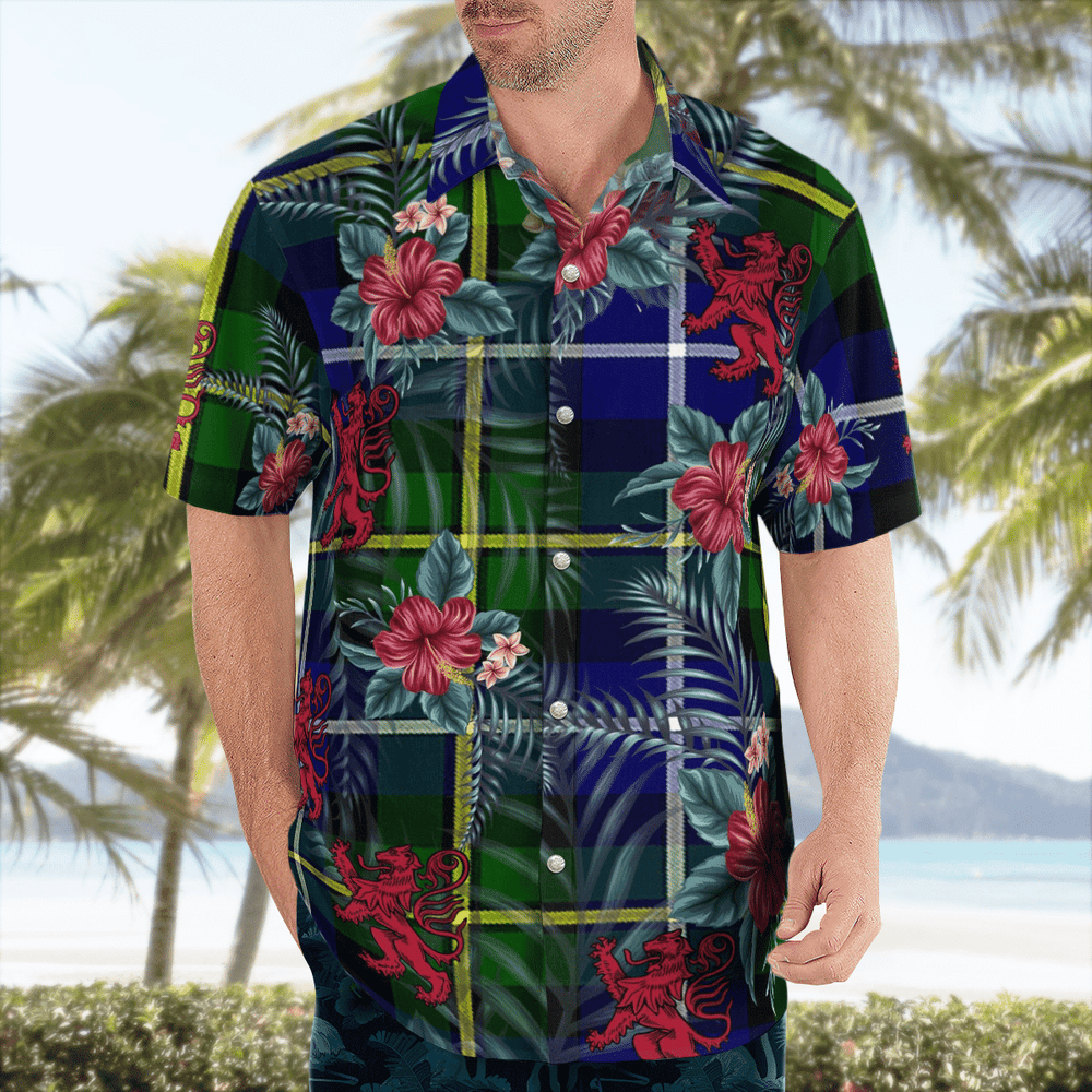 Clan MacNeil of Barra Modern Tartan Scottish Lion Hawaiian Shirt FE58 MacNeil of Barra Modern Tartan Tartan Hawaii Shirt   