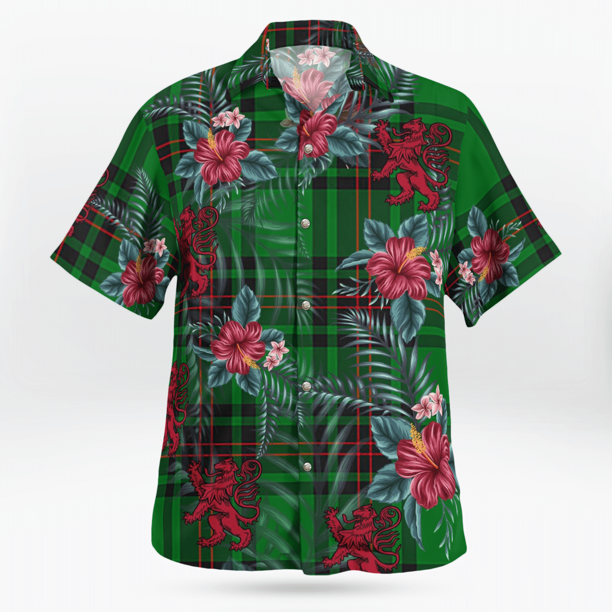 Clan Kinloch Tartan Scottish Lion Hawaiian Shirt CJ32 Kinloch Tartan Tartan Hawaii Shirt   