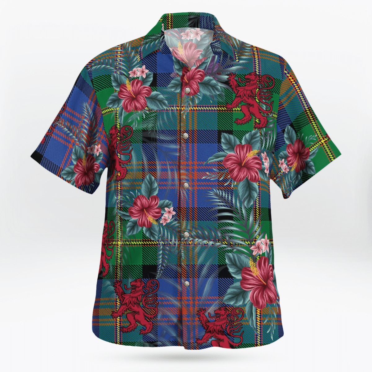 Clan Logan Ancient Tartan Scottish Lion Hawaiian Shirt OM71 Logan Ancient Tartan Tartan Hawaii Shirt   
