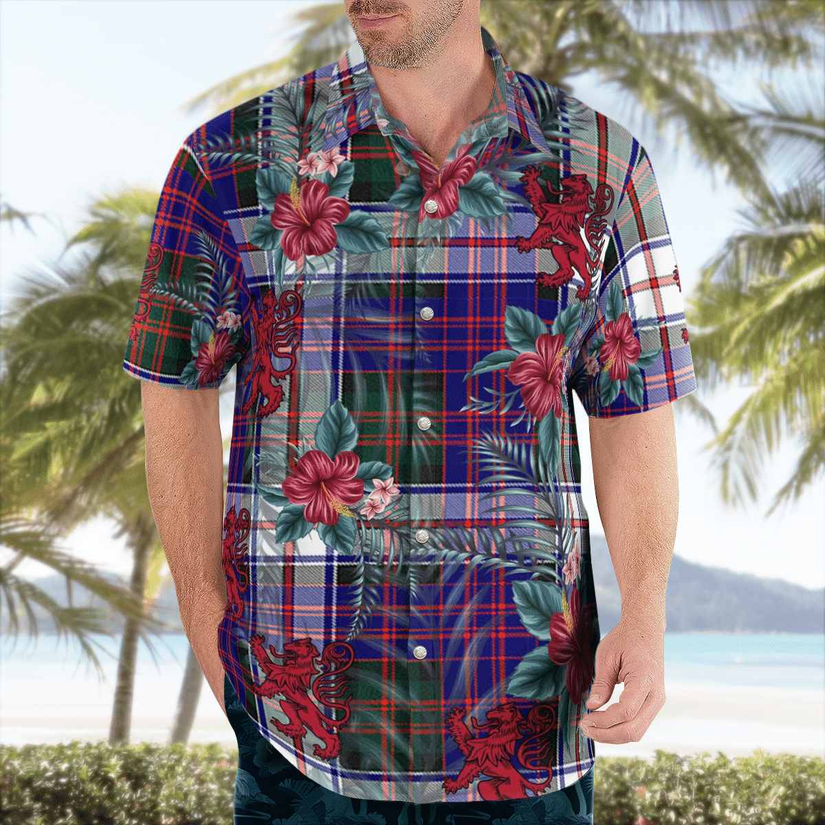 Clan MacDonald Dress Modern Tartan Scottish Lion Hawaiian Shirt AR25 MacDonald Dress Modern Tartan Tartan Hawaii Shirt   