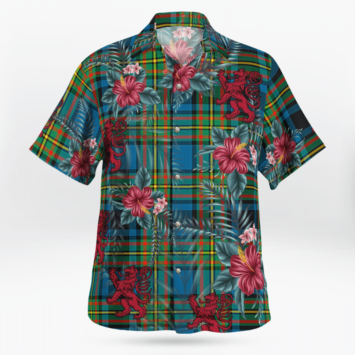Clan Gillies Ancient Tartan Scottish Lion Hawaiian Shirt NX88 Gillies Ancient Tartan Tartan Hawaii Shirt   