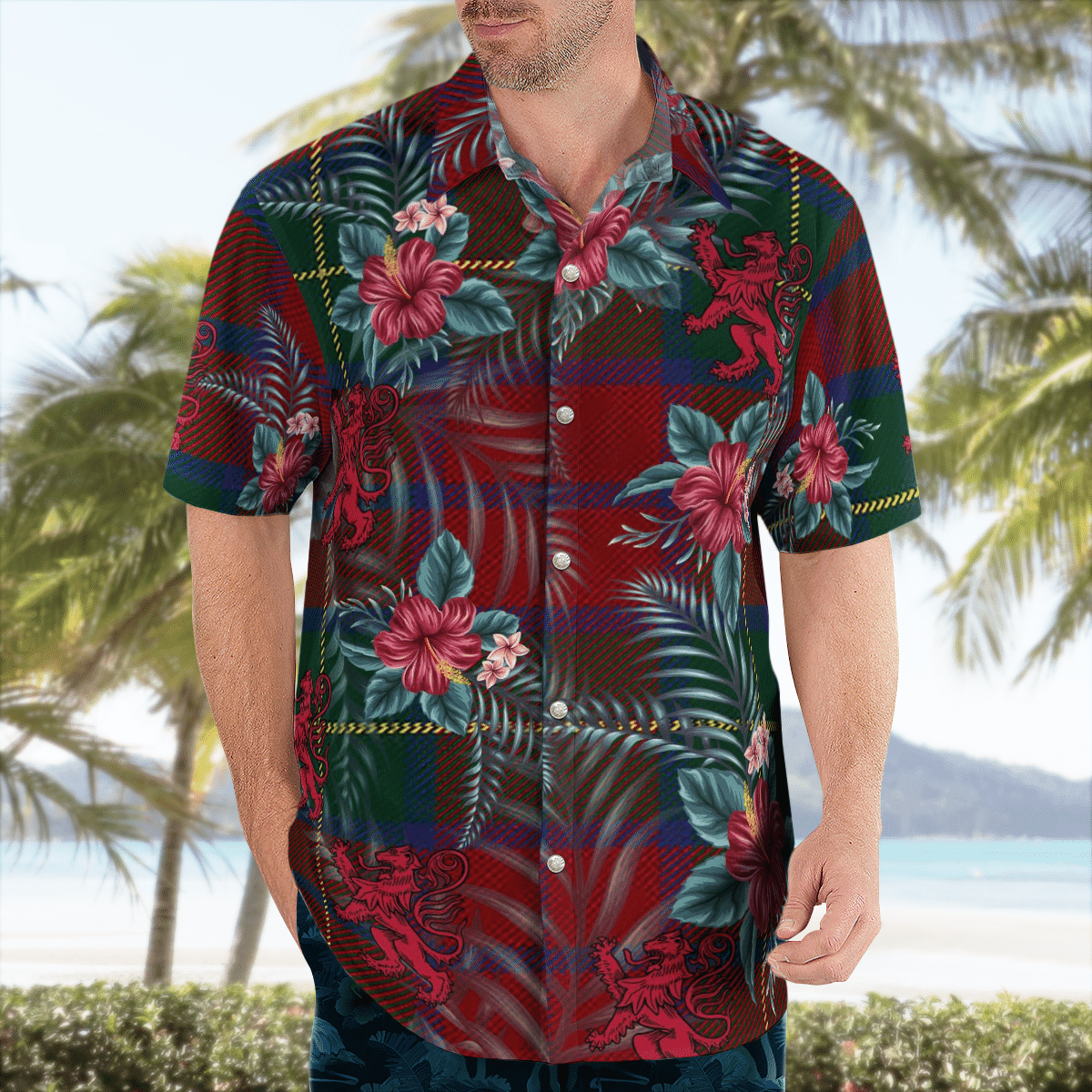 Clan McCarthy Tartan Scottish Lion Hawaiian Shirt OC38 McCarthy Tartan Tartan Hawaii Shirt   