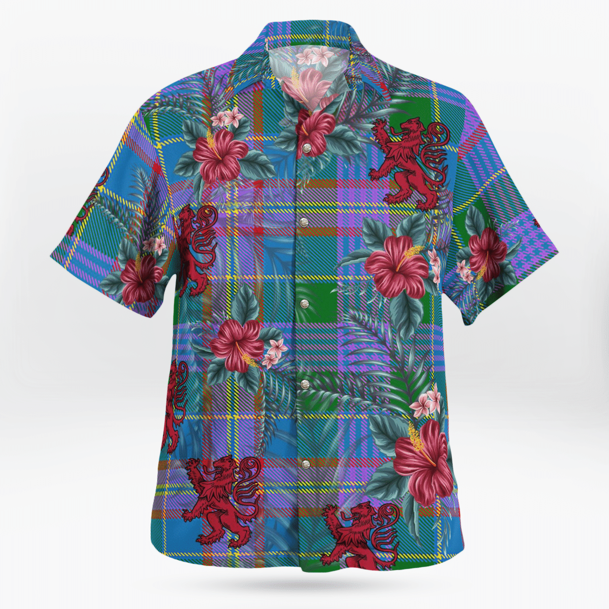 Clan Ralston Tartan Scottish Lion Hawaiian Shirt GL55 Ralston Tartan Tartan Hawaii Shirt   