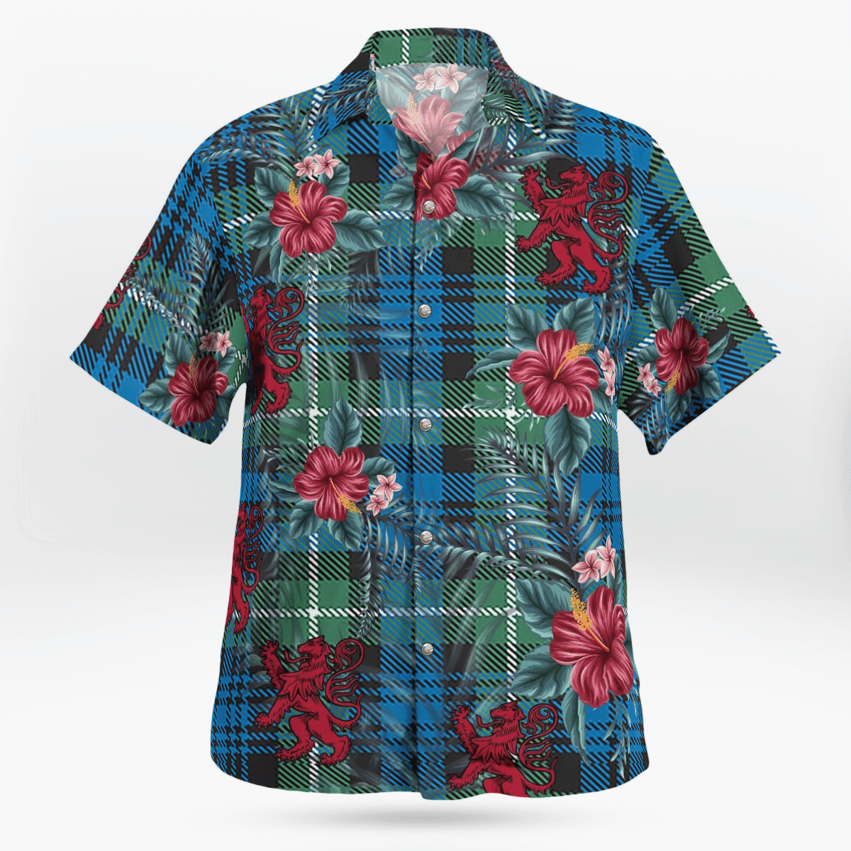 Clan Lamont Ancient Tartan Scottish Lion Hawaiian Shirt UI38 Lamont Ancient Tartan Tartan Hawaii Shirt   