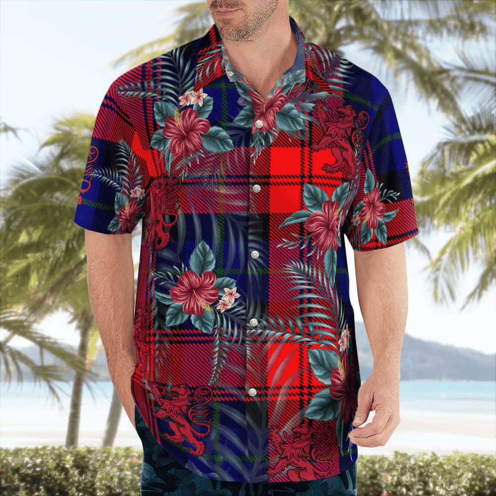 Clan MacLachlan Modern Tartan Scottish Lion Hawaiian Shirt KP28 MacLachlan Modern Tartan Tartan Hawaii Shirt   