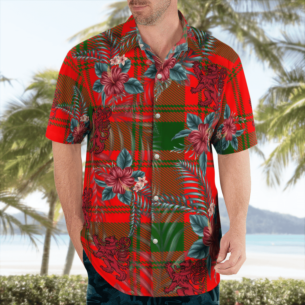 Clan MacQuarrie Modern Tartan Scottish Lion Hawaiian Shirt YM27 MacQuarrie Modern Tartan Tartan Hawaii Shirt   