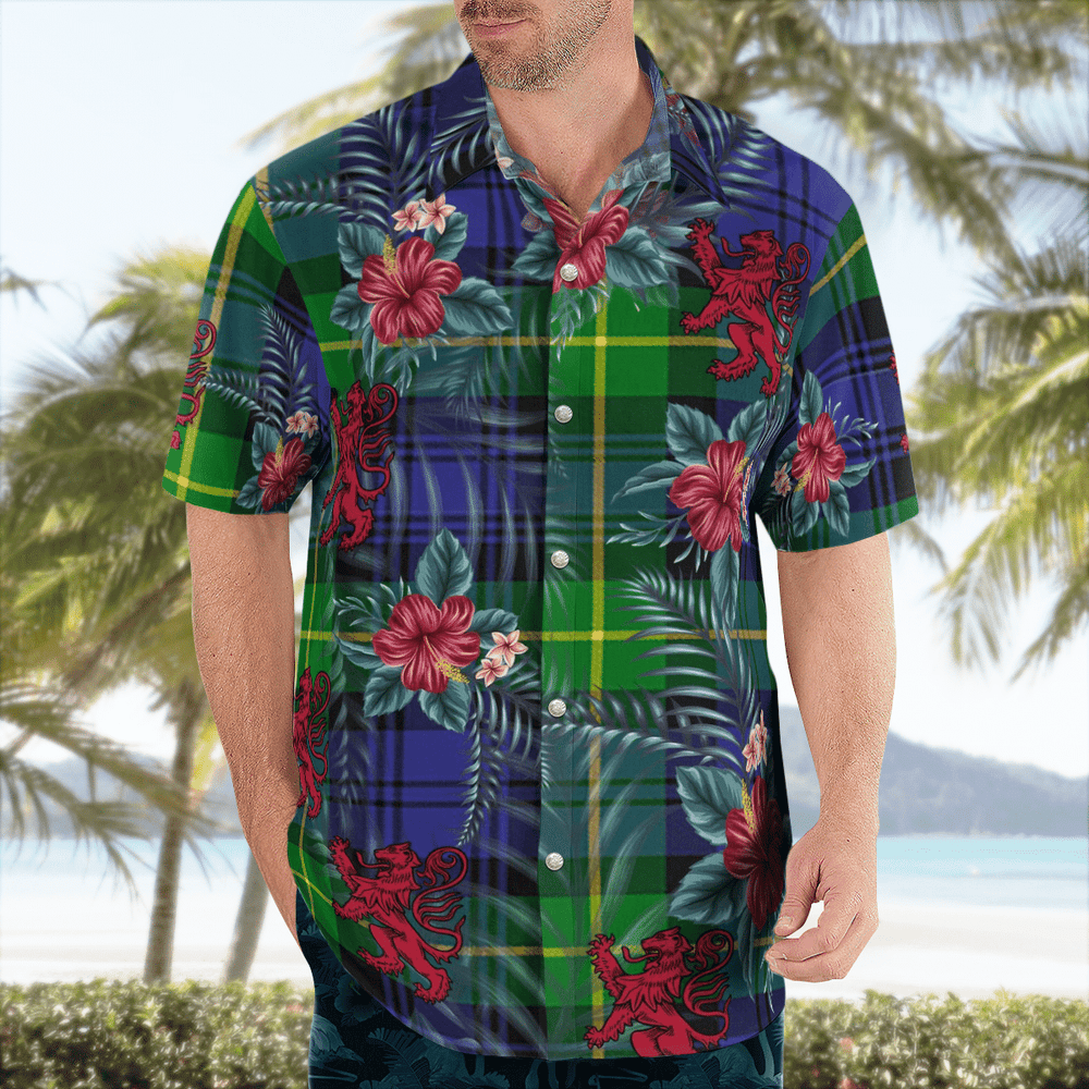 Clan Gordon Modern Tartan Scottish Lion Hawaiian Shirt RF90 Gordon Modern Tartan Tartan Hawaii Shirt   