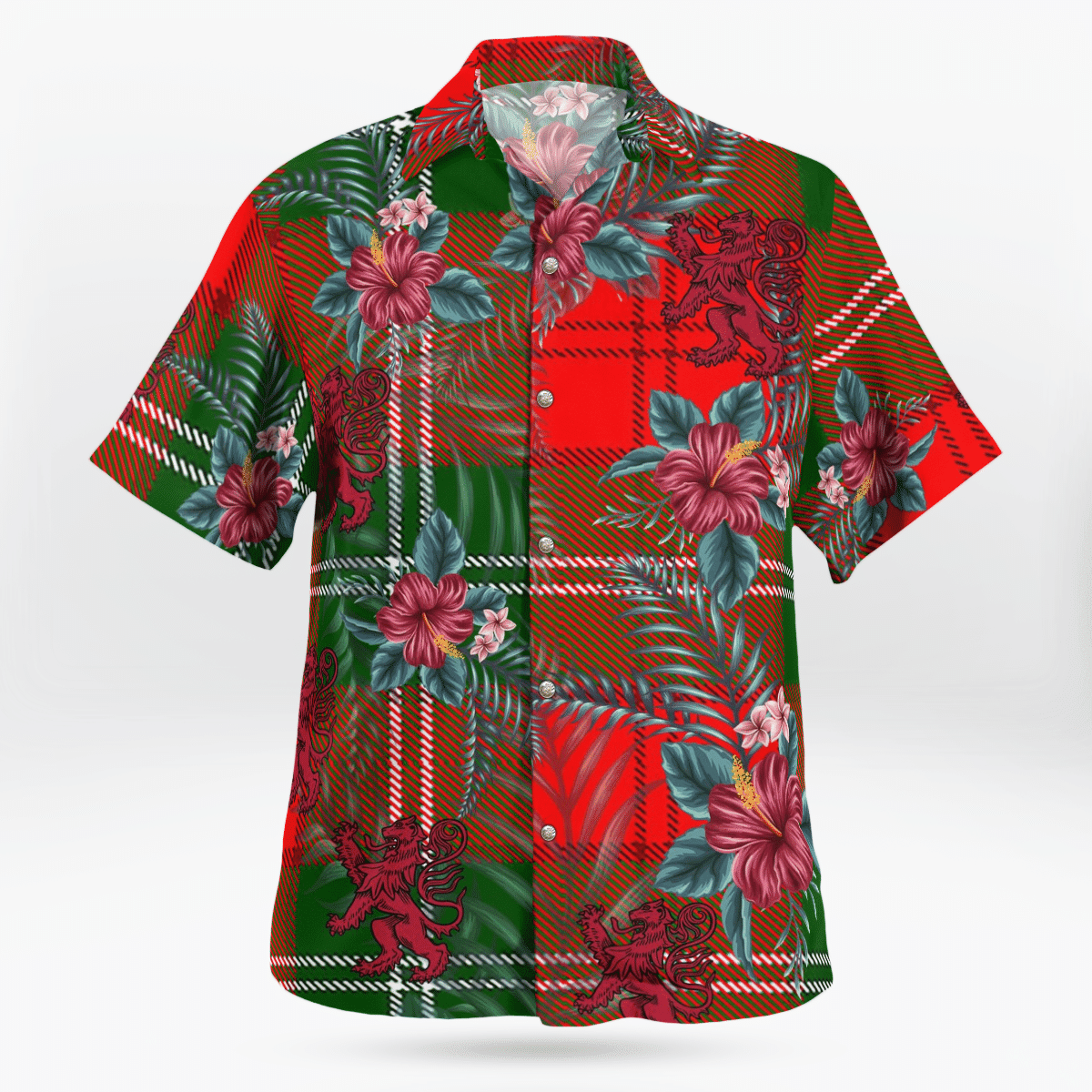 Clan Lennox Modern Tartan Scottish Lion Hawaiian Shirt MV88 Lennox Modern Tartan Tartan Hawaii Shirt   