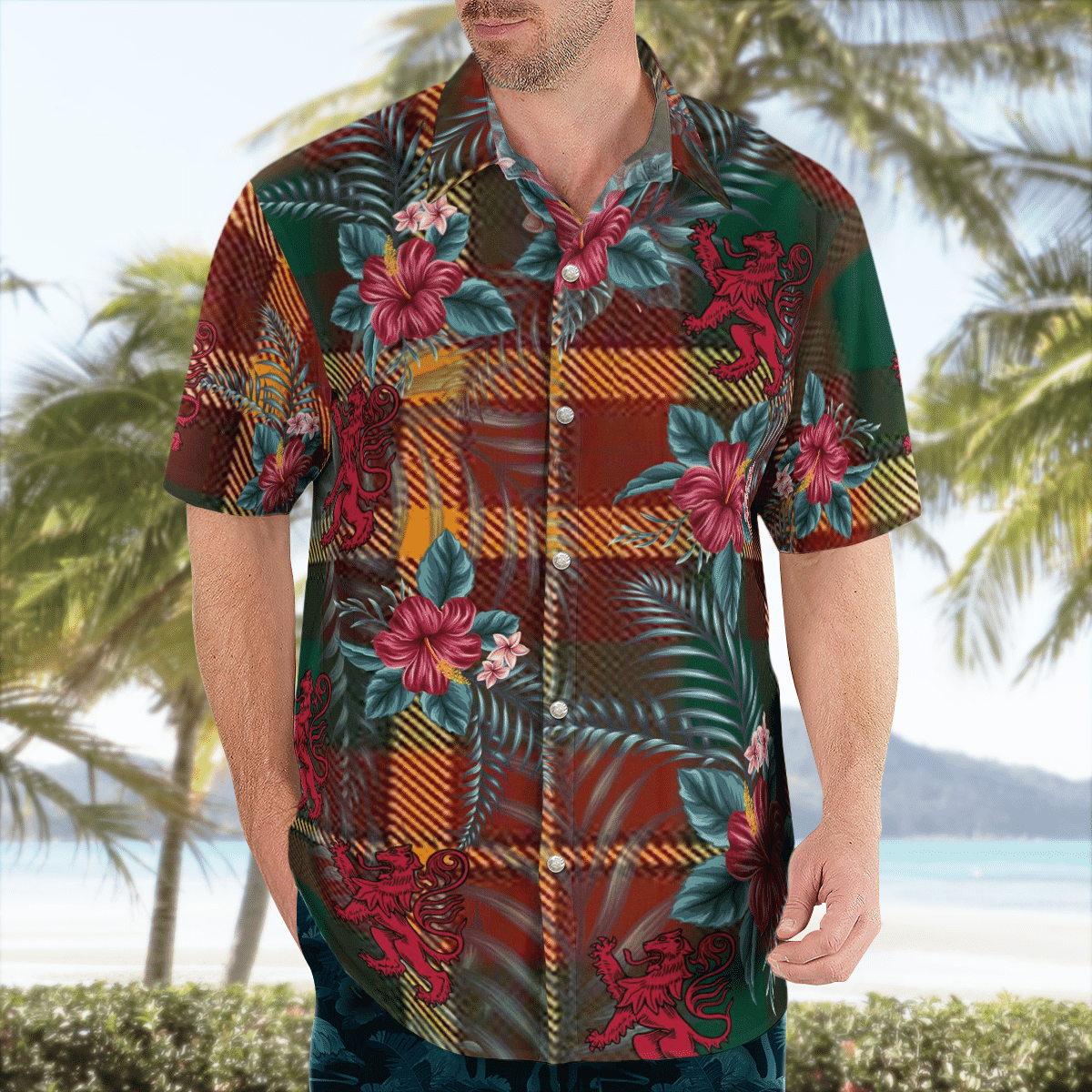 Clan McNally Tartan Scottish Lion Hawaiian Shirt ML13 McNally Tartan Tartan Hawaii Shirt   