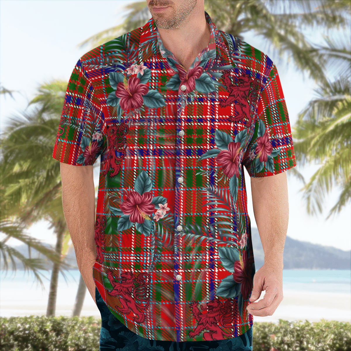 Clan MacAlister Modern Tartan Scottish Lion Hawaiian Shirt BP92 MacAlister Modern Tartan Tartan Hawaii Shirt   