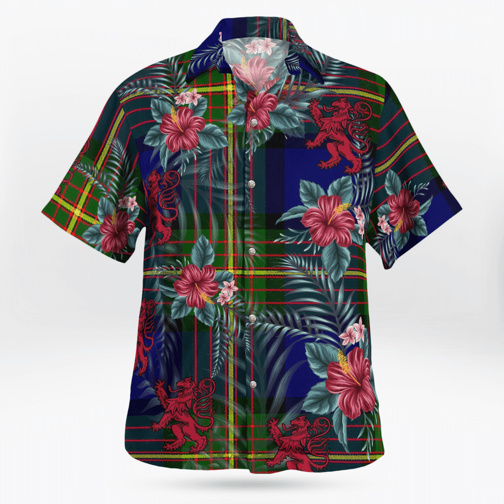 Clan Muir Tartan Scottish Lion Hawaiian Shirt VY75 Muir Tartan Tartan Hawaii Shirt   