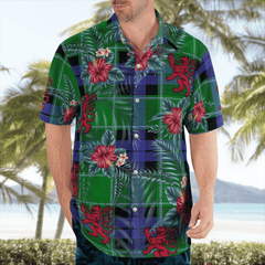 Clan Graham of Menteith Modern Tartan Scottish Lion Hawaiian Shirt ED14 Graham of Menteith Modern Tartan Tartan Hawaii Shirt   