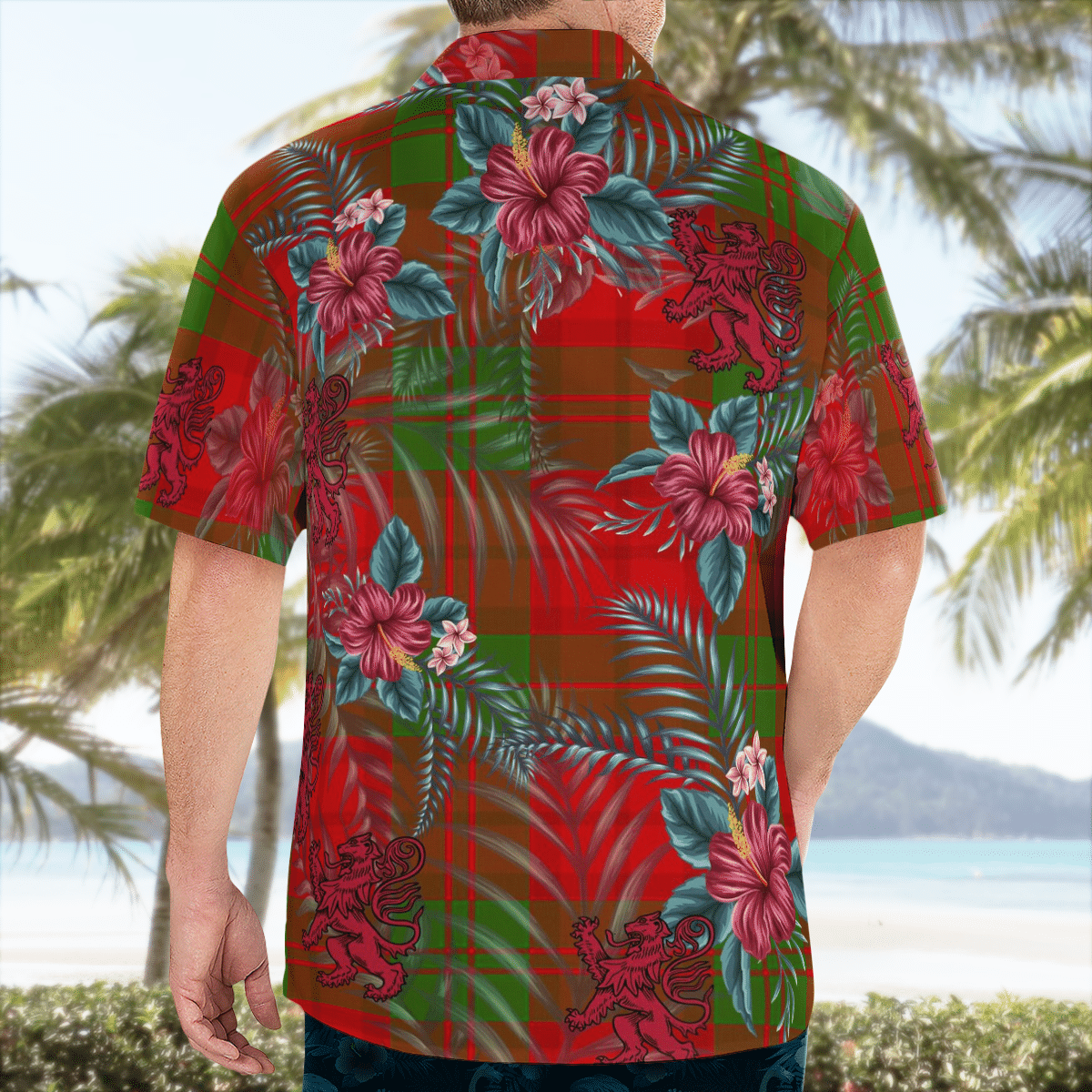 Clan Dewar Tartan Scottish Lion Hawaiian Shirt IC80 Dewar Tartan Tartan Hawaii Shirt   