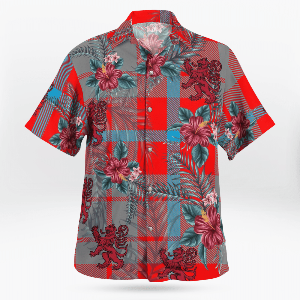 Clan Moubray Tartan Scottish Lion Hawaiian Shirt PL38 Moubray Tartan Tartan Hawaii Shirt   