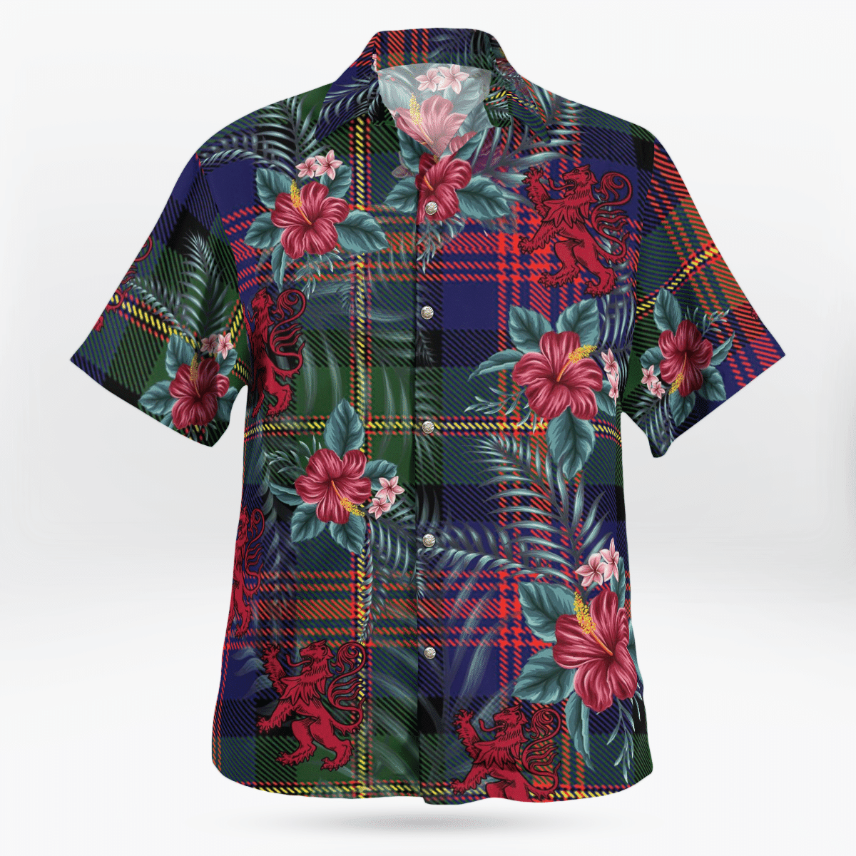 Clan Logan Modern Tartan Scottish Lion Hawaiian Shirt JO58 Logan Modern Tartan Tartan Hawaii Shirt   